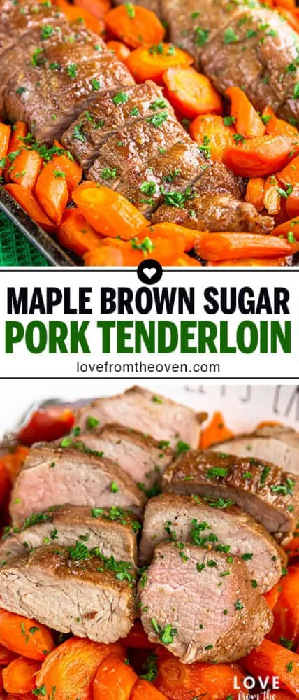 Several photos of maple brown sugar pork tenderloin