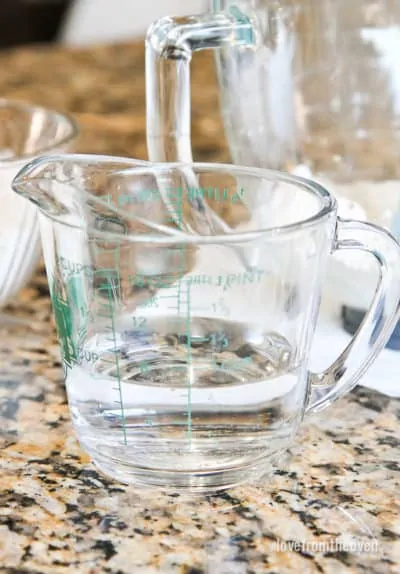 A measuring cup filled with water