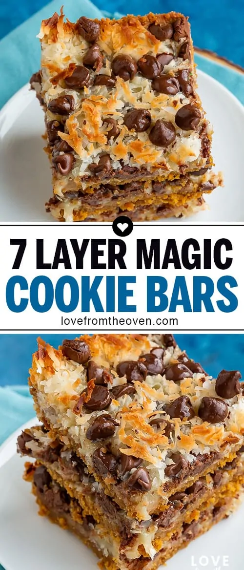 Several photos of 7 layer magic cookie bars