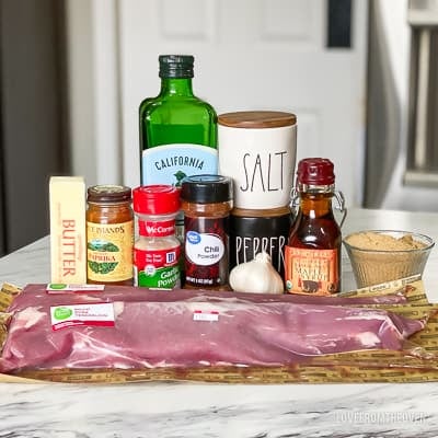 Raw ingredients for pork tenderloin