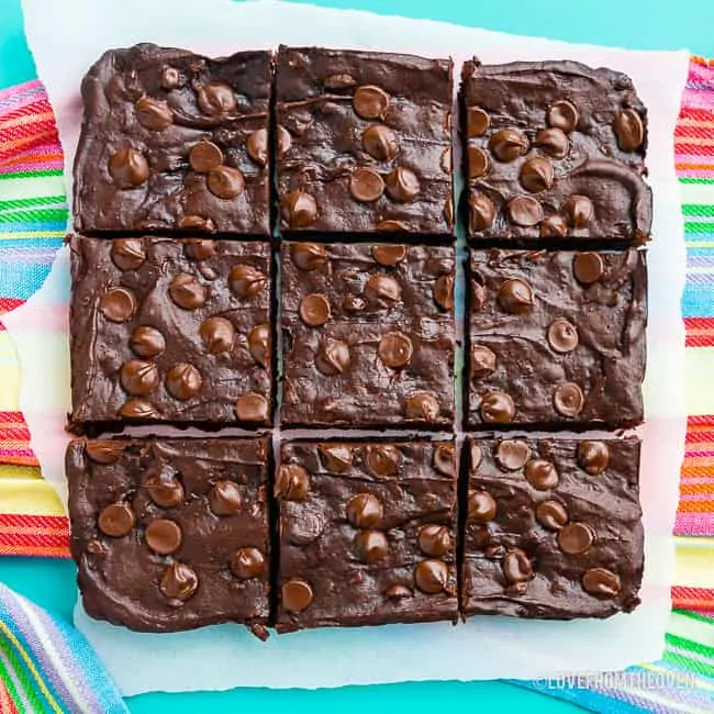 Black bean brownies cut into squares