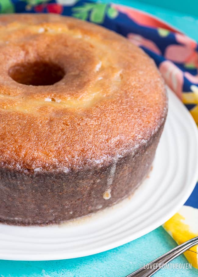 Whole Kentucky butter cake on a plate