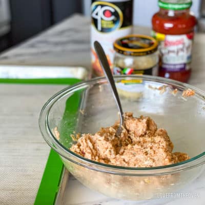 Mix for chicken parm meatballs in a bowl