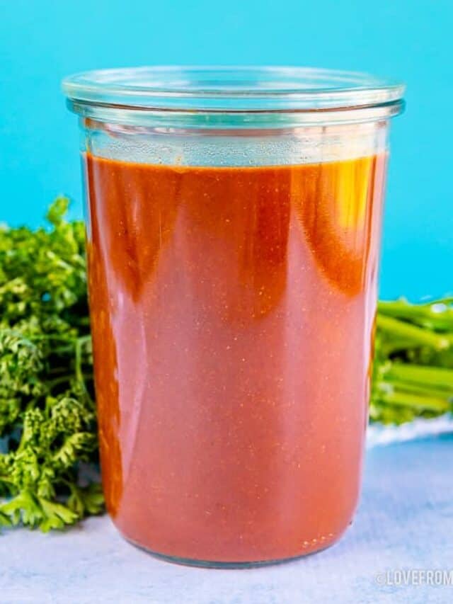 Jar of homemade enchilada sauce