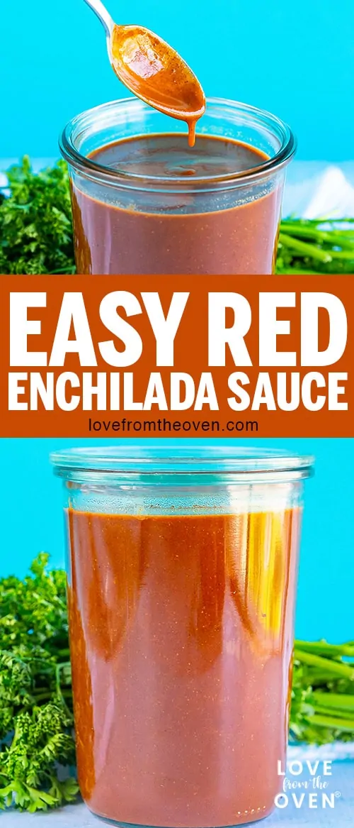 Several photos of enchilada sauce