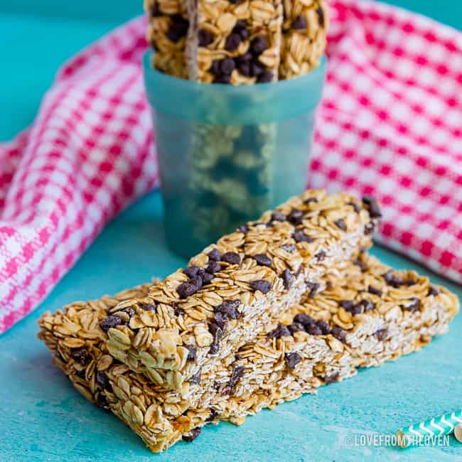 A stack of granola bars