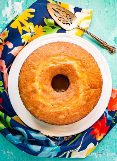 An overhead photo of a Kentucky butter cake.