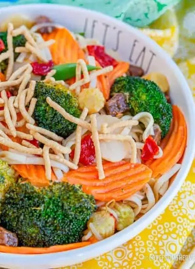 Close up of a bowl of chow mein
