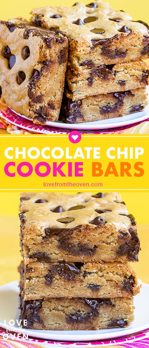 several images of chocolate chip cookie bars