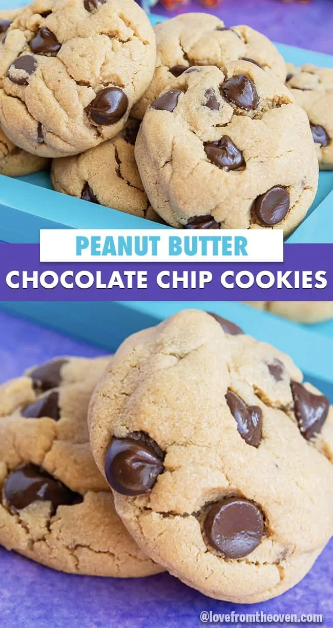 several images of chocolate chip peanut butter cookies