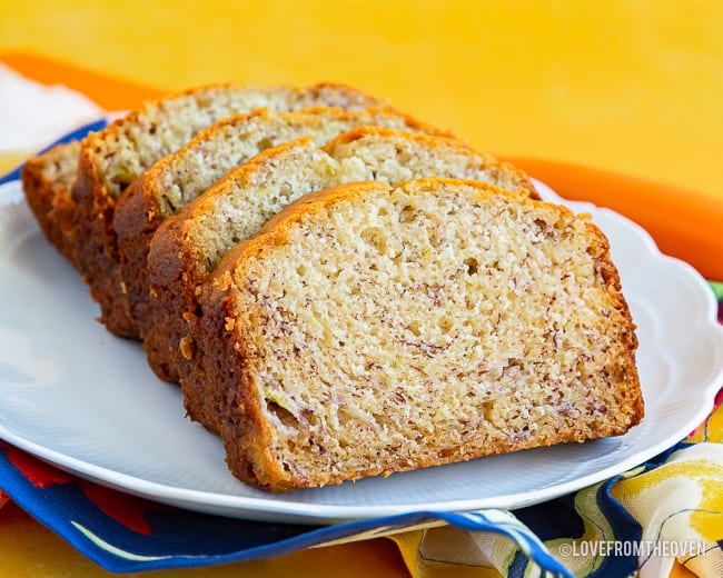 Sliced banana bread