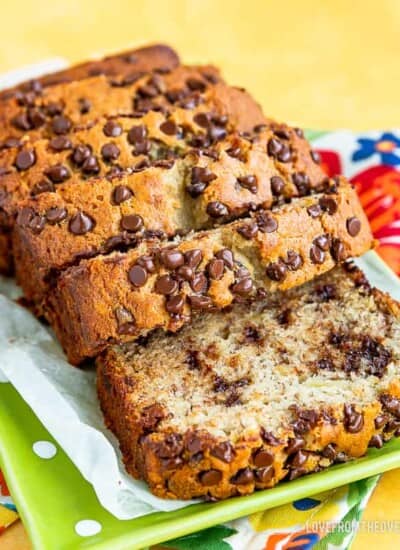 Several slices of chocolate chip banana bread