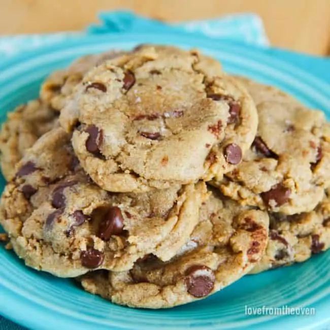 A pile of Chocolate chip cookies