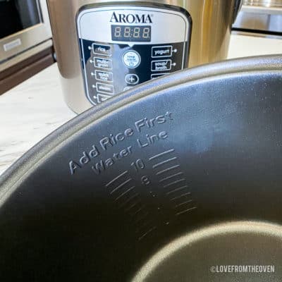 Inside of aroma rice cooker