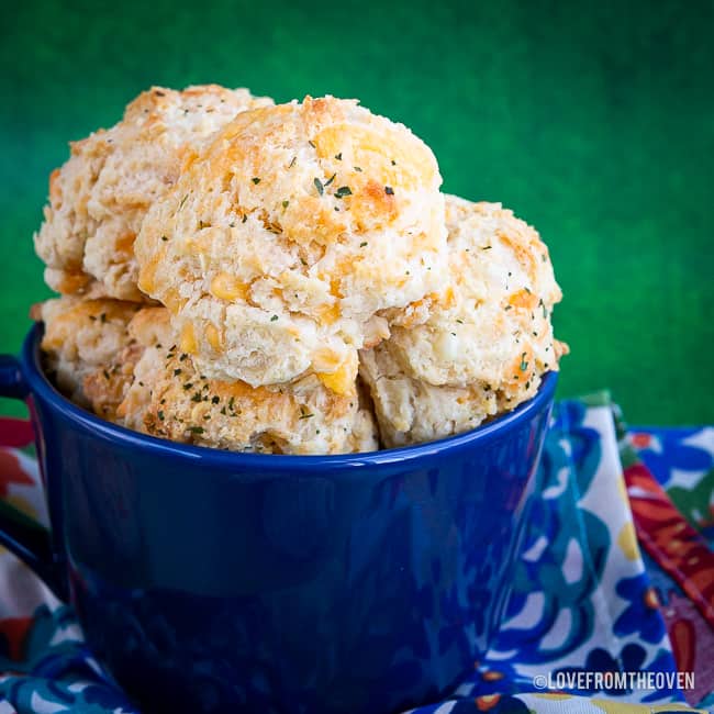 Cheddar bay biscuits in a cup