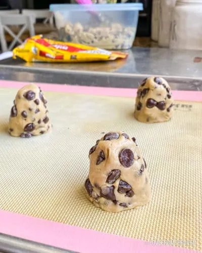 Balls of Chocolate chip cookie dough