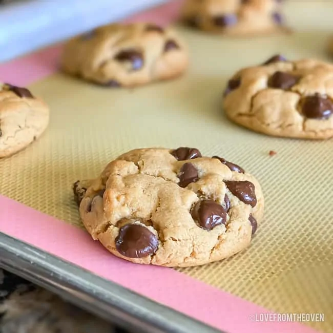 chocolate chip peanut butter cookies on a tray