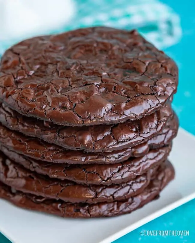 A stack of chocolate cookies