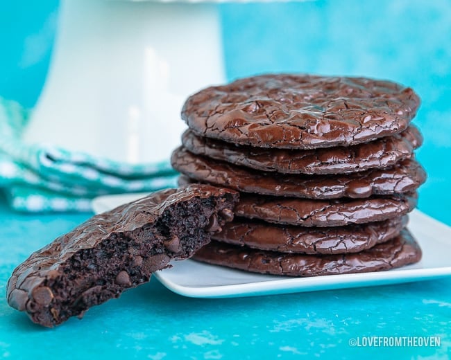 A stack of chocolate cookies