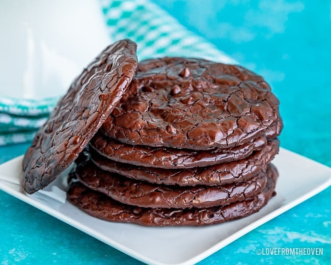 Close up of a stack of chocolate cookies