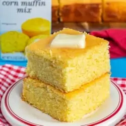 Pieces of cornbread on a plate