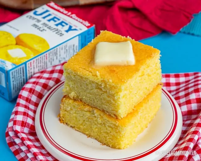 Stacked pieces of cornbread