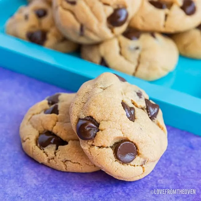 piles of chocolate chip peanut butter cookies