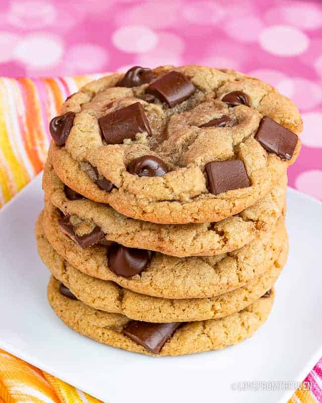 A stack of Chocolate chip cookies