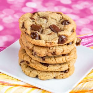 Stack of soft chocolate chip cookies