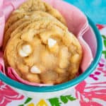 white chocolate chip cookies in a bowl