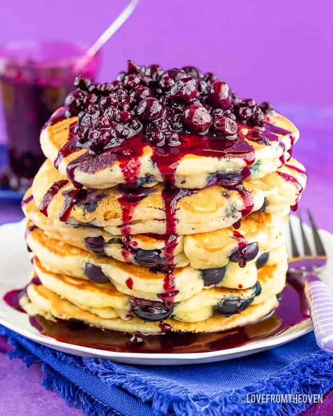 Stack of blueberry pancakes