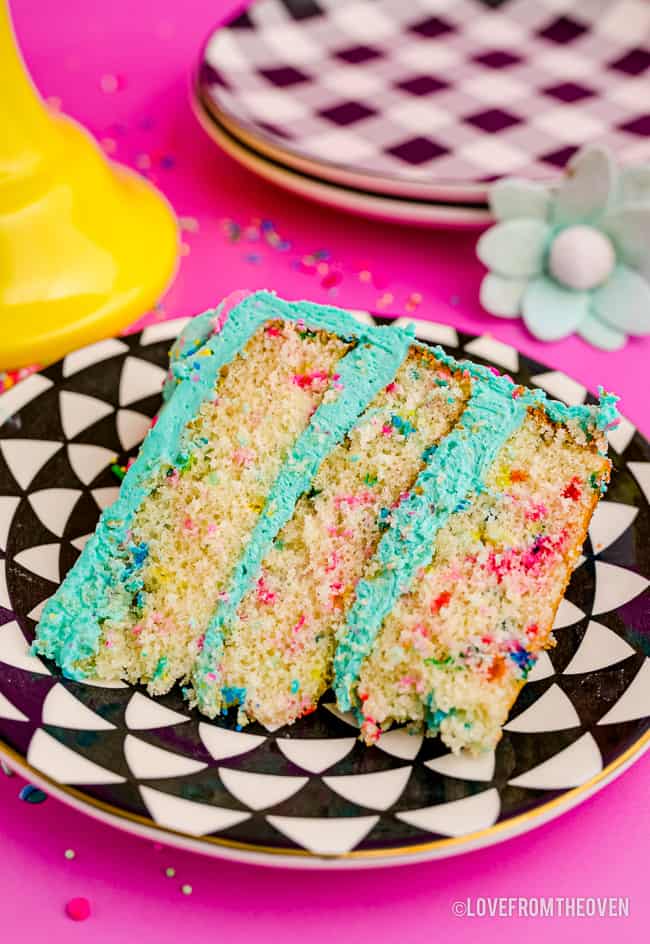 A slice of funfetti cake