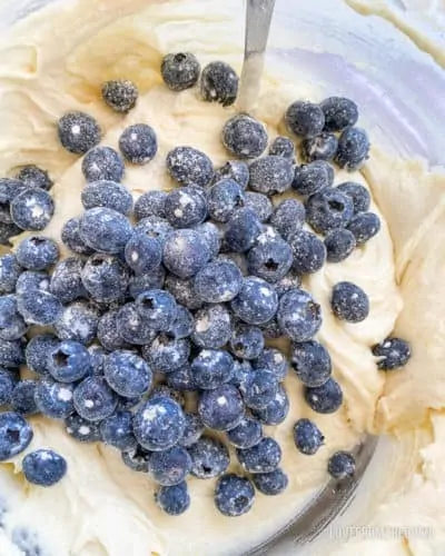 Blueberries in cake batter