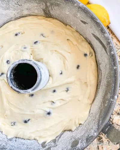Cake batter in a pan