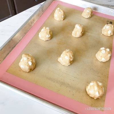 Cookie dough on a tray