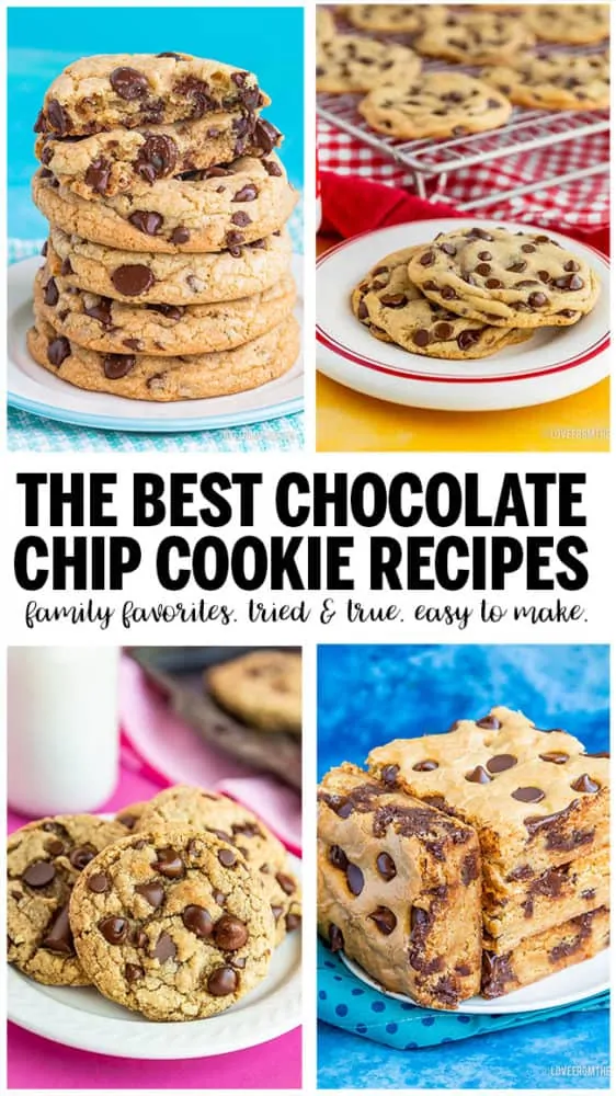 Several different images of Chocolate chip cookies