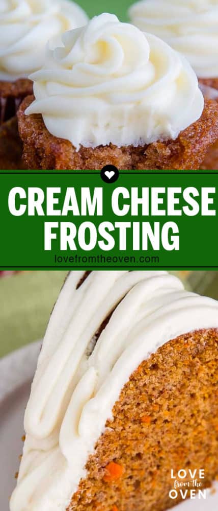 Several images of cream cheese frosting