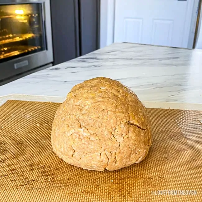 A ball of dough to make homemade dog treats
