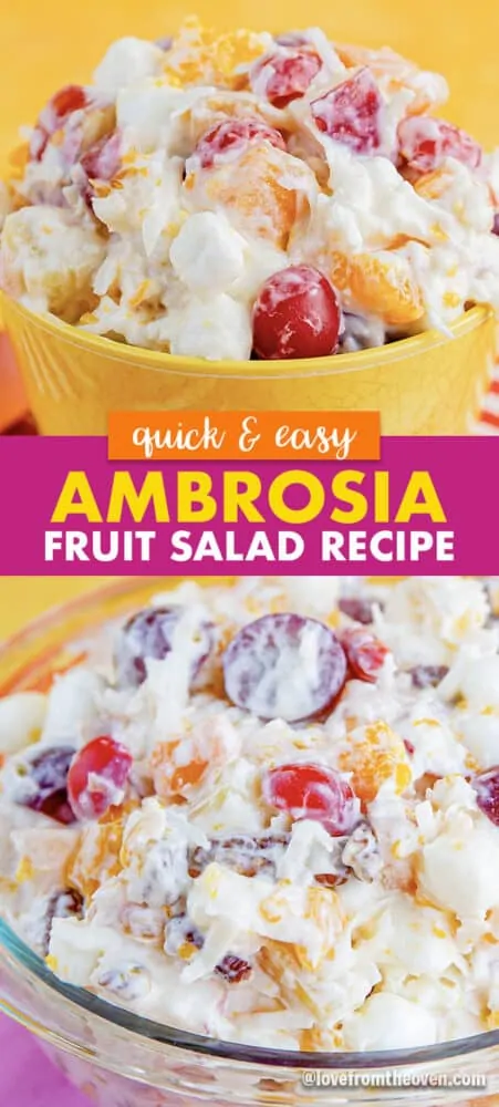 Bowls of ambrosia fruit salad