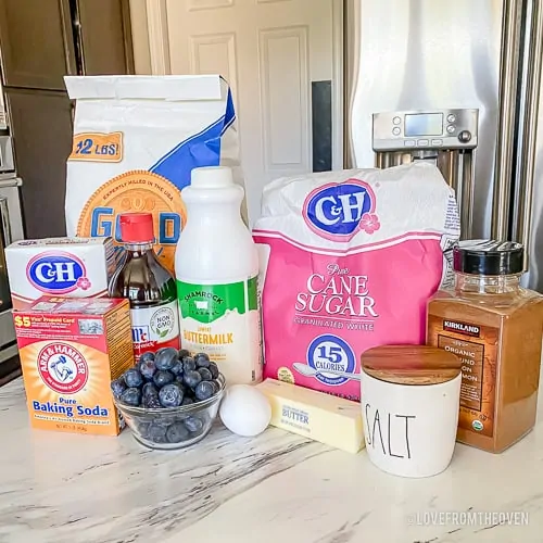 Ingredients to make a blueberry buckle