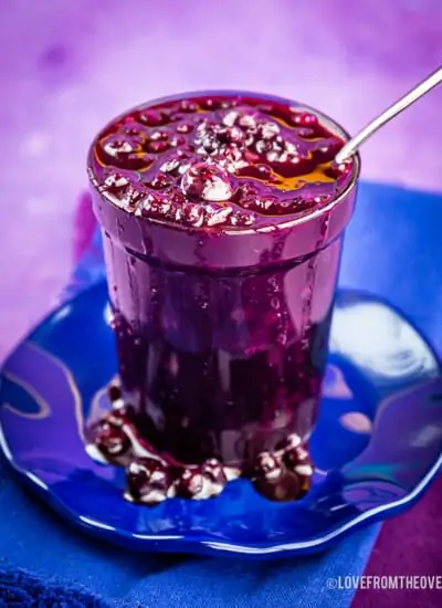 Jar of blueberry compote