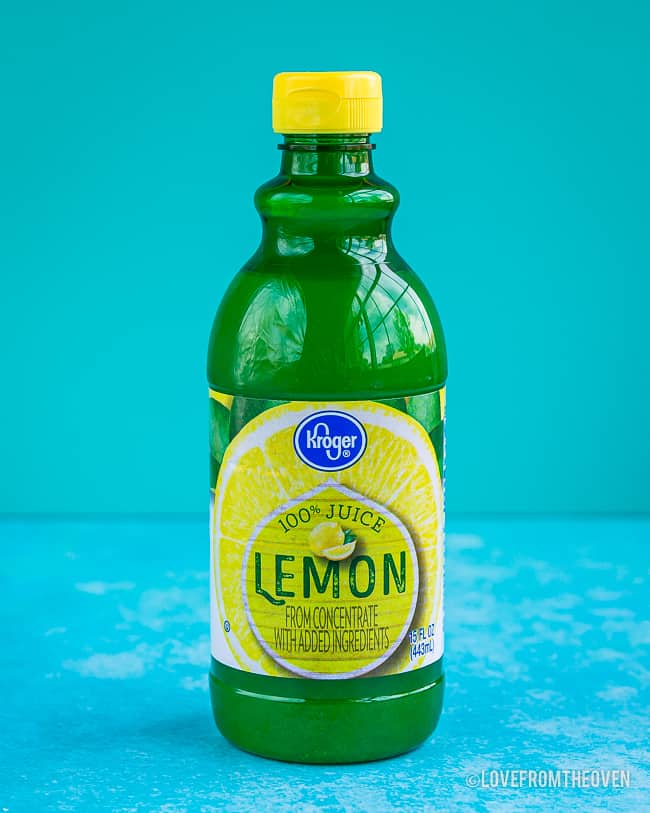 A bottle of lemon juice to make homemade buttermilk