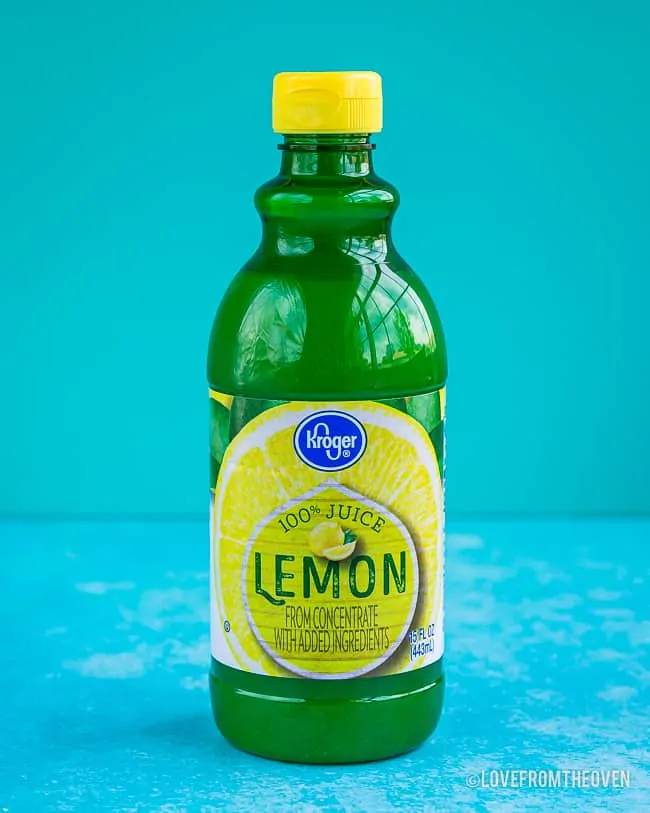 A bottle of lemon juice to make homemade buttermilk