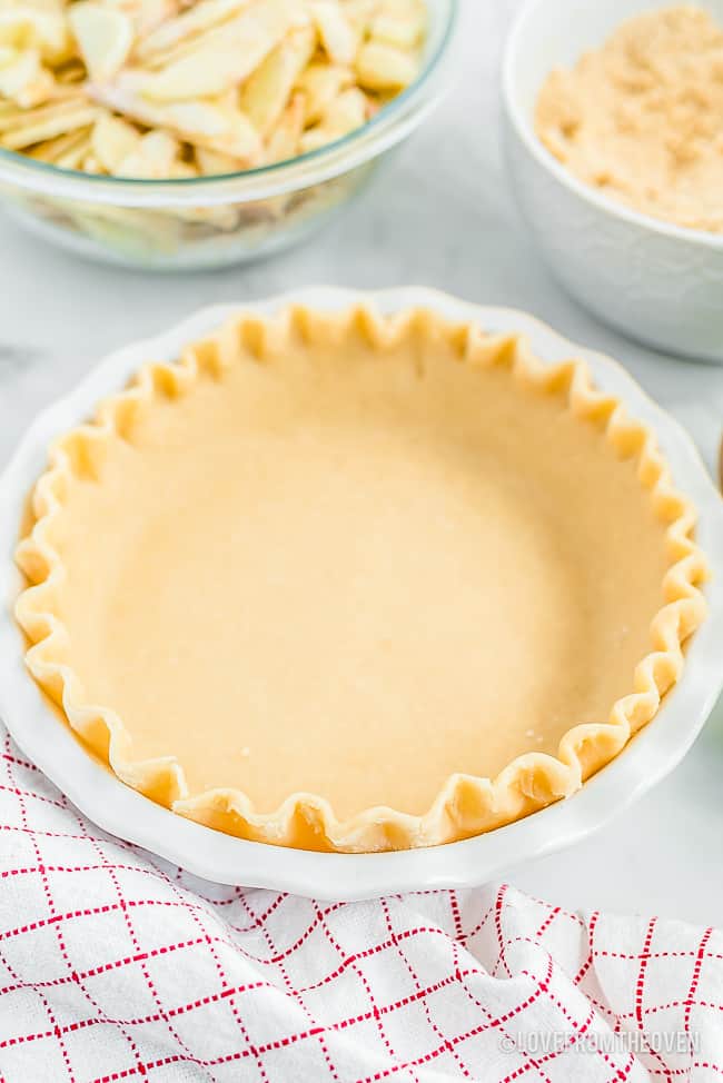 Apple pie crust prior to being filled