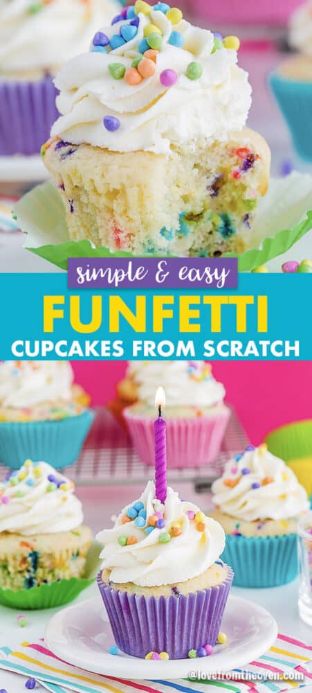 Funfetti cupcakes with sprinkles and a candle