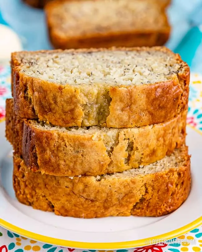 A stack of banana bread slices