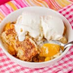 Peach Dum Cake in white bowl