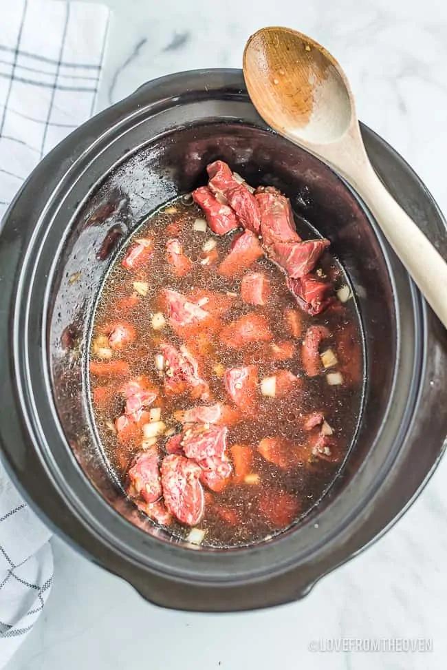 Beef stroganoff in a crock pot