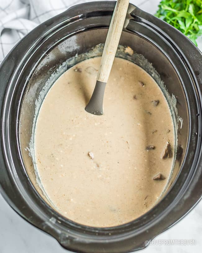 Crock Pot With Beef Stroganoff Sauce