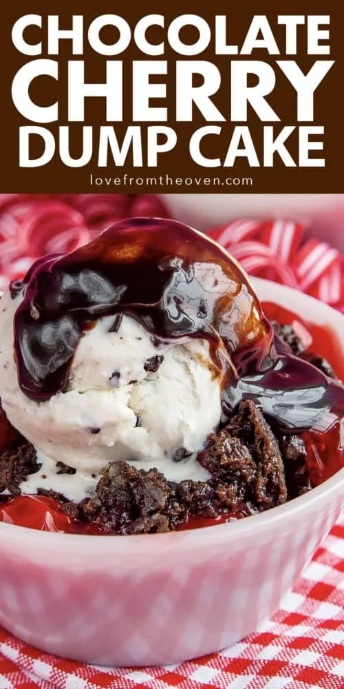 Chocolate Dump Cake With Cherries In A Bowl